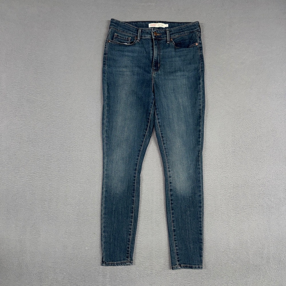 Signature Levis Jeans Womens 8 Blue High Rise Skinny Stretch Distressed Denim